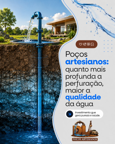 Poços artesianos: quanto mais profunda a perfuração, maior a qualidade da água